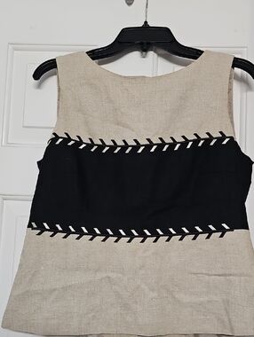 Scarlett Beige and Black Linen-Blend Two-Piece Set